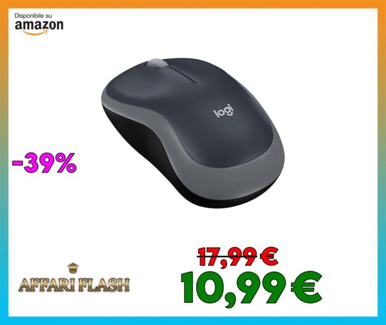 Logitech M185 Mouse Wireless, 2,4 GHz con Mini Ricevitore USB, Durata Batteria di 12 Mesi, Tracciamento Ottico 1000 DPI, Ambidestro, Compatibile con PC, Mac, Laptop