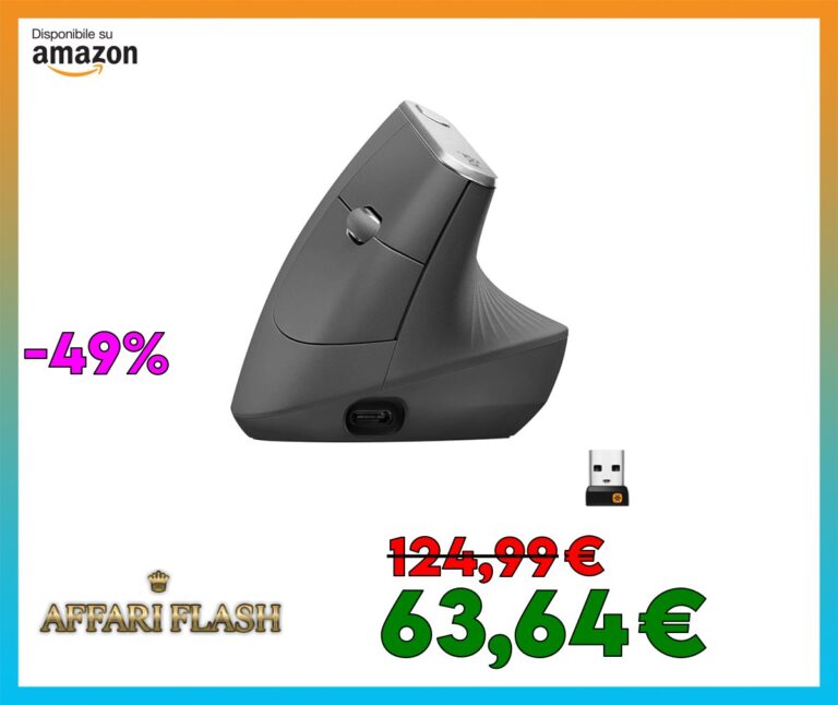 Logitech MX Mouse Verticale Wireless Ergonomico, Multi