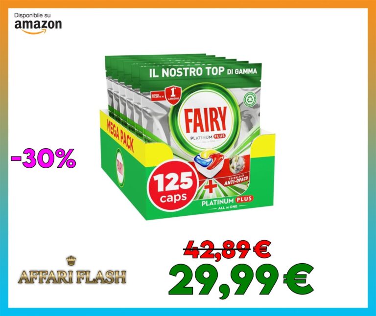 Fairy Platinum Detersivo Pastiglie Lavastoviglie Plus, Brillantante, 125 Capsule Lavastoviglie, Limone, Tecnologia Anti