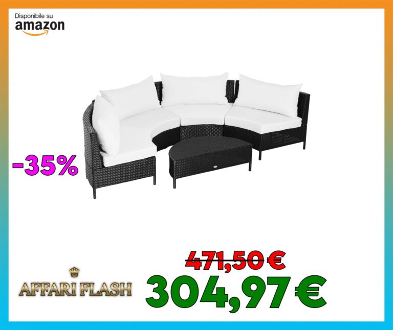 Outsunny Divano da Esterno in Rattan, Set 5 Pezzi con Pouf, Salottino per il Giardino Nero e Bianco 96cmx 68cmx 65cm