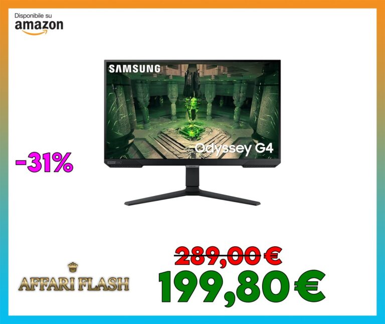 Samsung Monitor Gaming Odyssey G4 (S27BG400), Flat, 27”, 1920×1080 FHD, IPS, 240 Hz, 1 ms (GtG), Freesync Premium, G