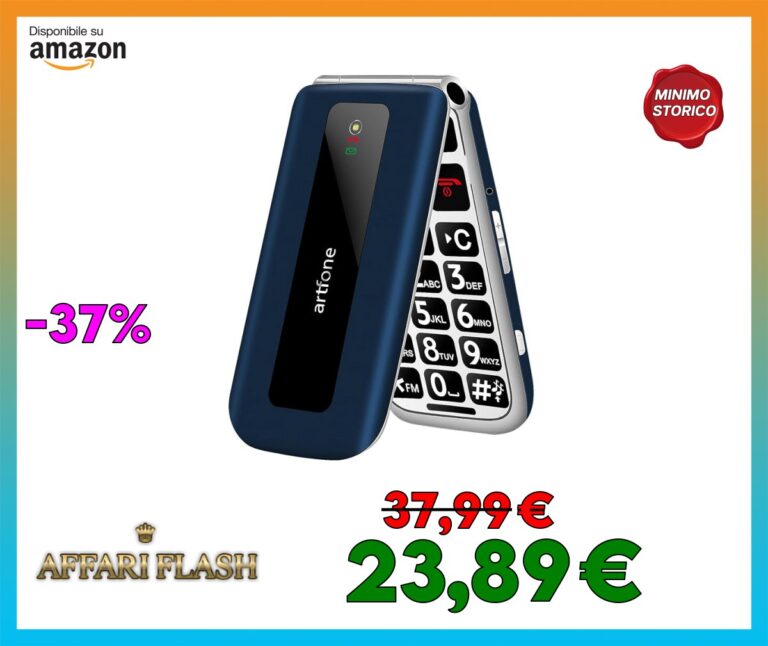 artfone F20 Telefono Cellulare per Anziani丨GSM Flip Telefoni Cellulari con Tasti Grandi丨2.4″ Display丨Funzione SOS丨Volume Alto丨Doppia SIM丨Batteria da 1300 mAh丨Funzione di orario丨Torcia丨Radio