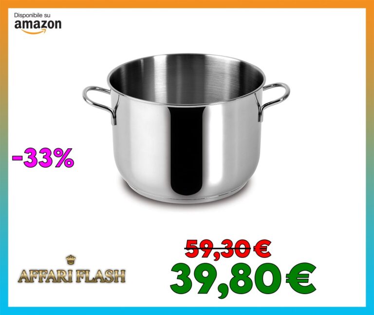 Lagostina Every Pentola Ø 24 cm in Acciaio Inox 18/10 con Fondo Lagoseal Plus, Esterno Satinato e Ampie Manicature, Adatta a Tutte le Fonti di Calore, Inclusa Induzione