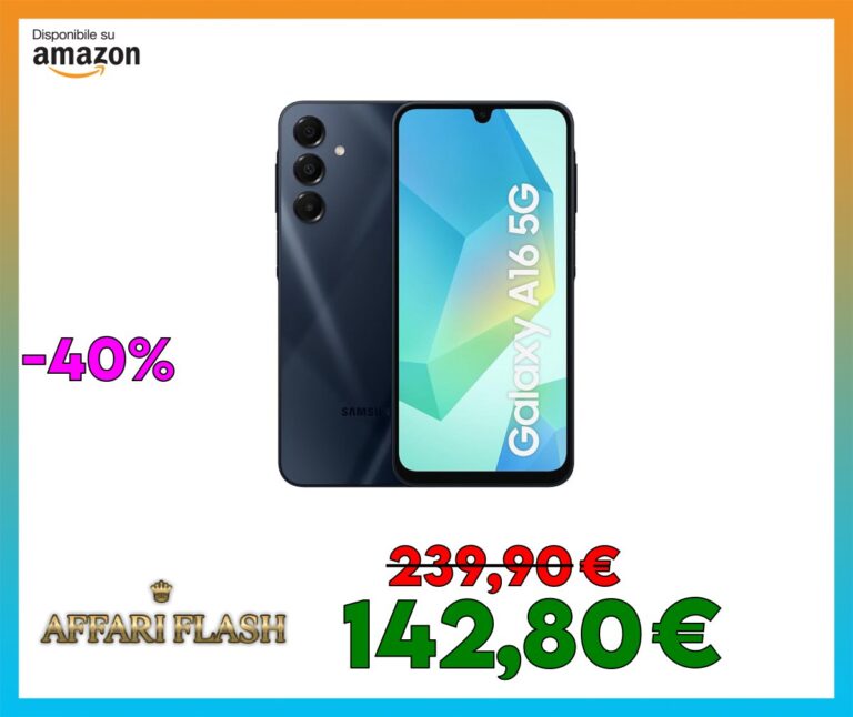 Samsung Galaxy A16 5G, Smartphone Android 14, Display Super AMOLED 6.7″ FHD+, 4GB RAM, 128GB, Batteria 5.000 mAh, Resistenza IP54, memoria espandibile fino a 1.5TB, Blue Black [Versione Italiana]