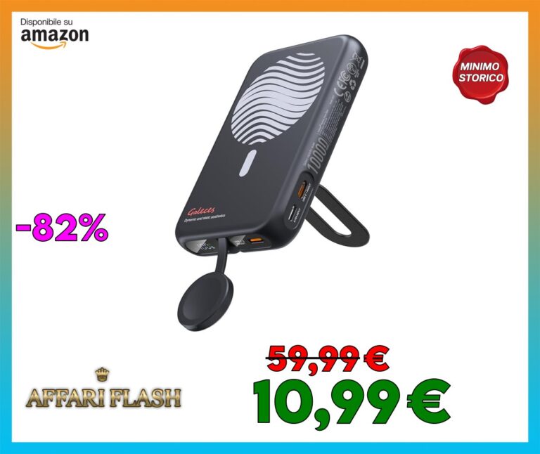 Caricatore magnetico da 10000 mAh, 3 in 1, pieghevole, senza fili, per iPhone 16/15/14/13/12, Ipad Iwatch Airpods, nero