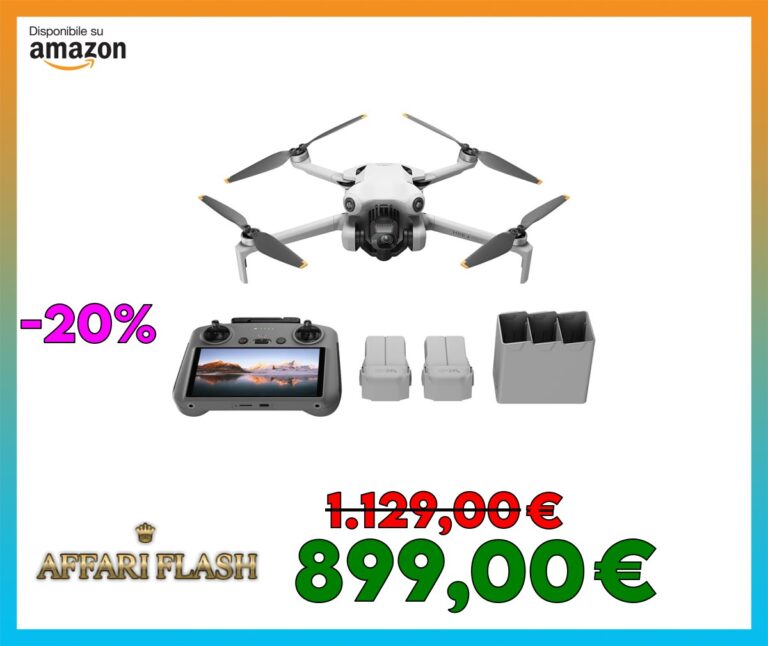 DJI Mini 4 Pro Fly More Combo con DJI RC 2 (radiocomando con schermo), mini drone con telecamera, meno di 249 g, autonomia di volo di 34 minuti, 2 batterie extra, C0