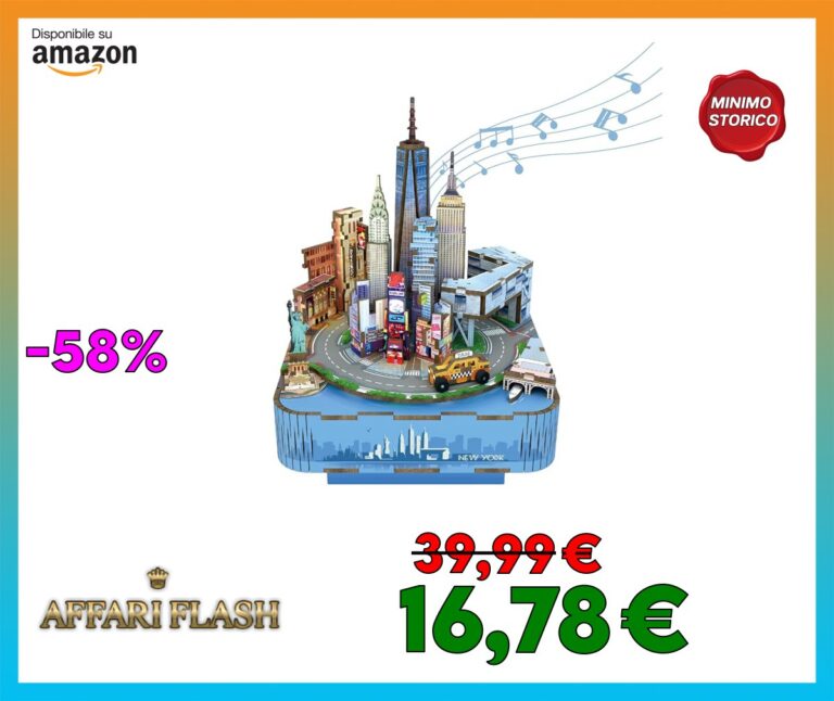 Tonecheer Scatola Musicale Puzzle 3D Legno, Kit di Modellismo DIY per Adulti, Carillon Rotante, Puzzle in Legno per Decorazione Domestica, Regalo di Compleanno o Natale per Adolescenti (New York)