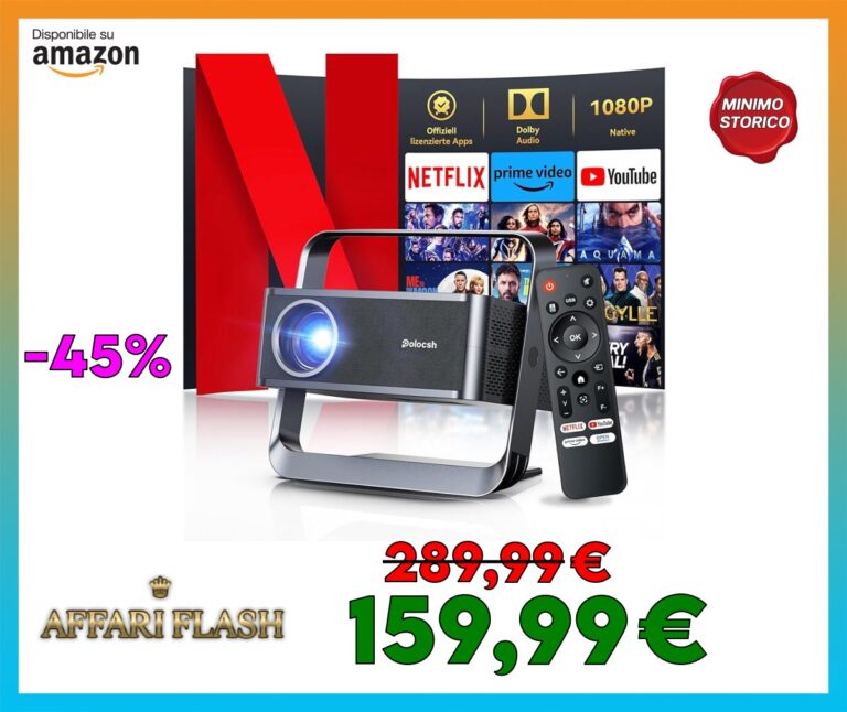 [Certificato Netflix Ufficiale & Full HD 1080P] Proiettore 4K, Mini Proiettore da 30000 Lumen con Wi