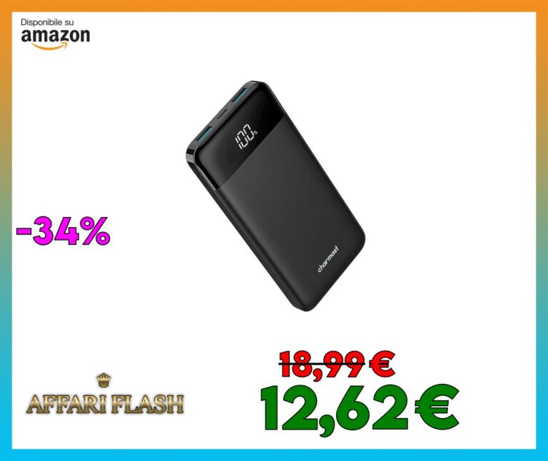 Power Bank 10400mAh,Charmast sottile e leggero Caricabatterie Portatile con LED Display USB C power bank da 5V/3A per iPhone Huawei Xiaomi Smartphone