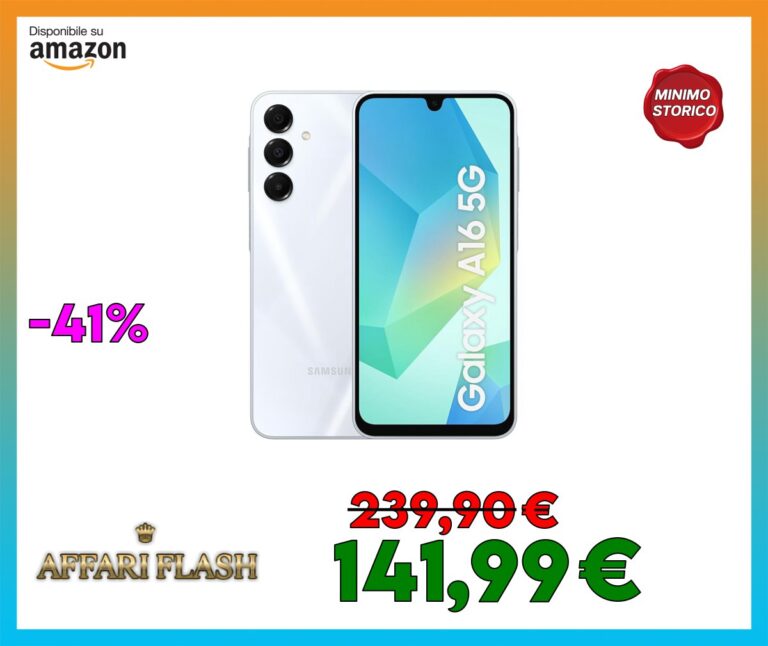 Samsung Galaxy A16 5G, Smartphone Android 14, Display Super AMOLED 6.7″ FHD+, 4GB RAM, 128GB, Batteria 5.000 mAh, Resistenza IP54, memoria espandibile fino a 1.5TB, Light Gray [Versione Italiana]