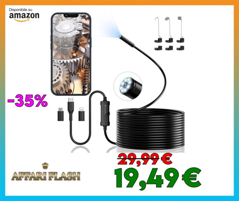 ENNOVOR Endoscopio per Smartphone, 1920P HD Telecamera Endoscopio, IP67 Sonda Impermeabile, Endoscopio con 8 LED, Telecamera Ispezione Tubi con Cavo Semirigido da 5 m, Android iOS