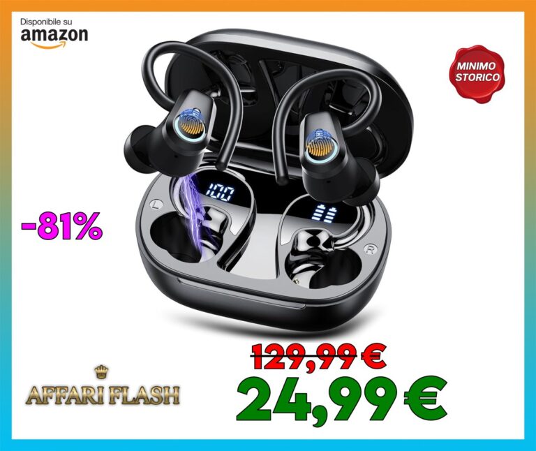 Cuffie Bluetooth Sport, Auricolari Bluetooth 5.3 Wireless, 50 Ore HiFi Stereo Cuffie Wireless con 4 ENC Mic, Cancellazione Rumore, IP7 Impermeabili, Ricarica Rapida, Cuffiette Bluetooth per Running