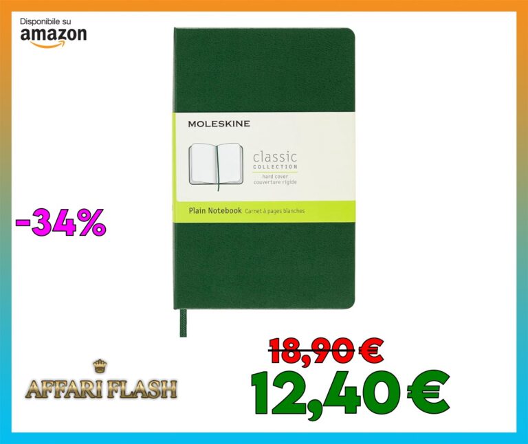 Moleskine Classic Notebook, Taccuino con Pagine Bianche, Copertina Rigida e Chiusura ad Elastico, Formato Pocket 9 x 14 cm, Colore Verde Mirto, 192 Pagine