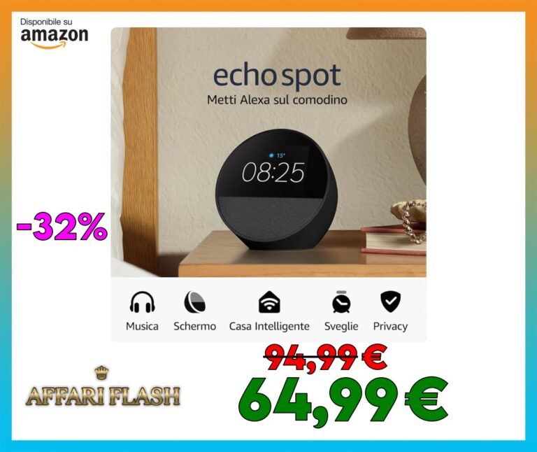️ Amazon Echo Spot (modello 2024) | Sveglia intelligente con audio di qualità e Alexa | Nero