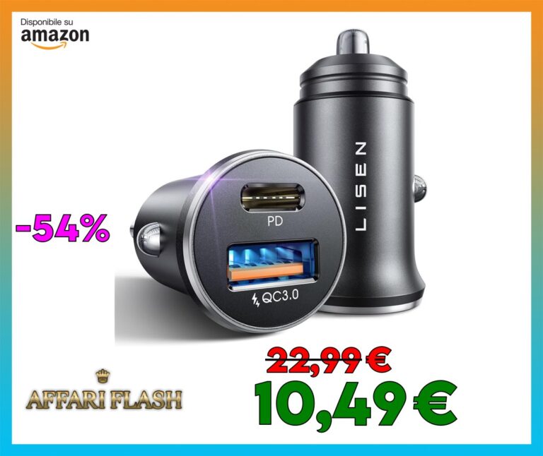 LISEN 2 Pacchi Caricatore Auto USB C, 2 Porte PD&QC3.0 Accendisigari USB C, Caricatore Rapido Per iPhone 16 15 14 13 12 Pro Max Huawei Samsung S25 24 iPad Xiaomi