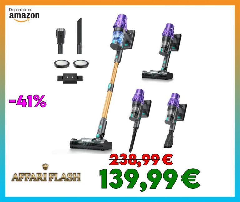 Aspirapolvere Senza Fili Potente, 50KPA/70 Mins Scopa Elettrica Senza Fili con Touchscreen Intelligente/Sensore Automatico di Polvere/Anti