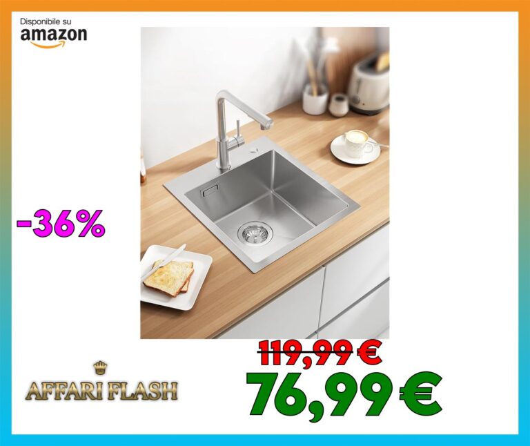 Sofetiy Lavandino Cucina 40x45cm, Lavello Cucina 1 Vasca in Acciaio Inox, Lavabo Cucina Singola Con l’Ultimo Sifone e Troppopieno, Lavelli da Cucina