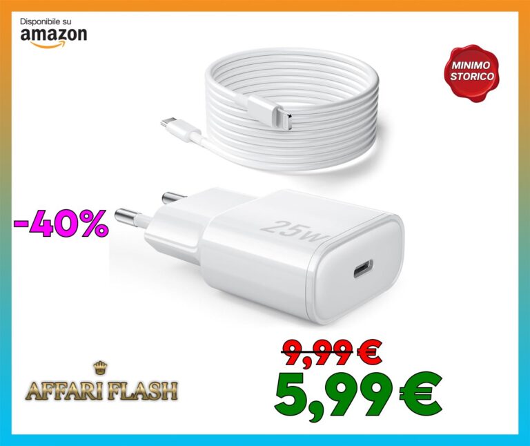 25W Caricatore for iPhone 14/14 Pro/14 Pro Max/13/13 Pro/13 Pro Max/12/12Pro/12 ProMax/11/11Pro/11 ProMax, Caricabatterie Rapido iPhone with 2M Cavo USB C