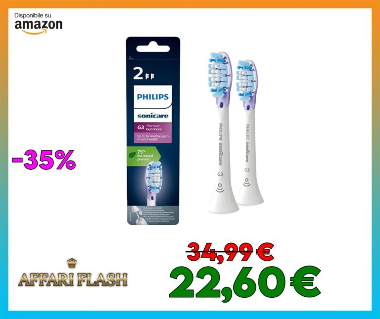 Philips Sonicare HX9052/17 Pack da 2 Testine di Ricambio G3 Premium Gum Care, con RFID e Tecnologia Adaptive, Per Gengive Sane, Bianco