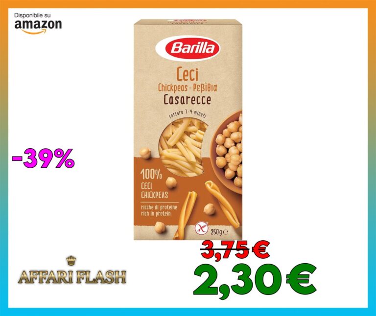 Barilla Pasta di Legumi Caserecce di Ceci, Ricche di Fibre e Proteine, Senza glutine