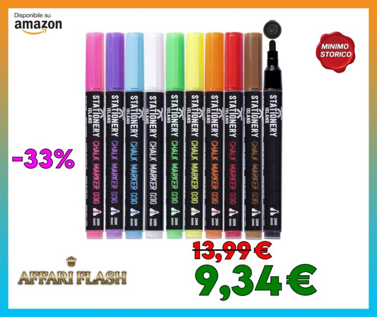 STATIONERY ISLAND Pennarelli Gesso Liquido Cancellabili, Pennarello Lavagna Cancellabili, Pennarelli Colorati Per Vetro, 3MM Set Di 10