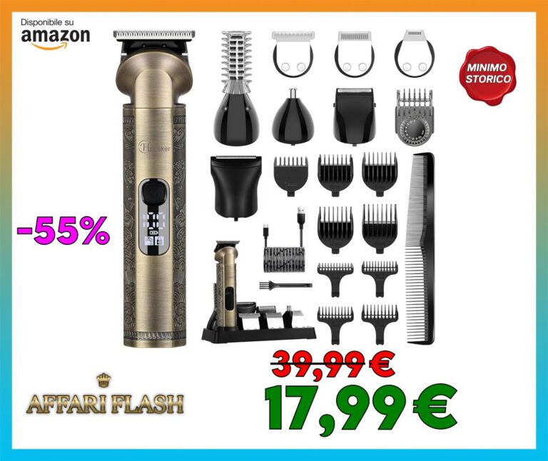 Hatteker Regolabarba Rasoio Elettrico Barba Tagliacapelli uomo Professionale Macchinetta per Barba Taglia Peli Naso Corpo 8 in 1