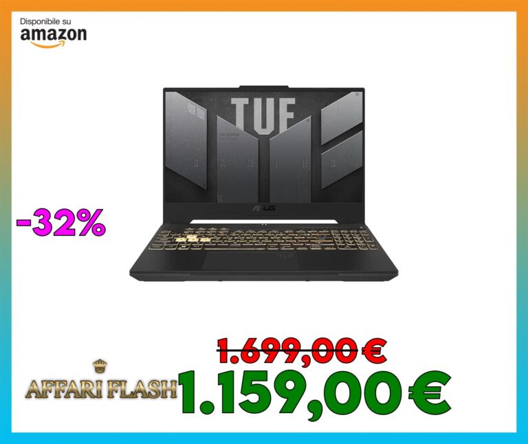 ASUS TUF Gaming F15 FX507VV#B0CQ2RTBR1, Notebook con Monitor 15,6″ FHD Antiglare, 144Hz, Intel Core 13esima gen i7