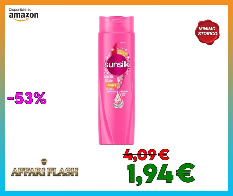 Sunsilk, Shampoo Scintille di Luce, Shampoo Anticrespo Districante, Dona Lucentezza al Capello, Formula Active