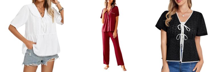Kate Kasin Camicetta da donna con colletto con risvolto con scollo a V pullover top
