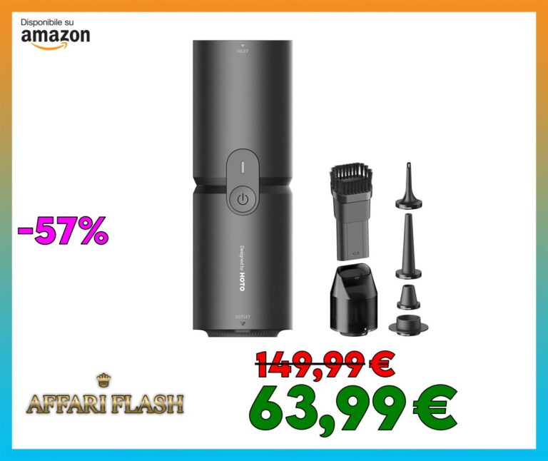 HOTO Aspirabriciole senza Fili Potente 15000pa, 4 in 1 Mini Aspirapolvere Auto a Mano Brushless, Aspirazione, Soffiaggio, Gonfiaggio, Sigillamento Sottovuoto, per Auto/Kayak/Casa/Animali Domestici