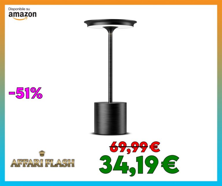 HYMZP Lampada da Tavolo Senza Fili，6000mAh Ricaricabile LED Lampada da Tavolo,3 Modalità di Colore, IP54, per Interni/Esterni, Ristorante (Nero)