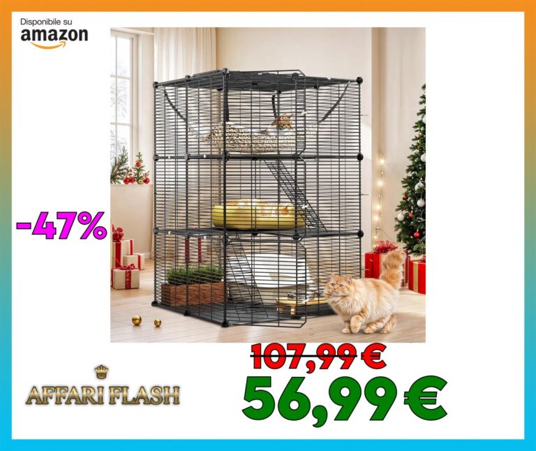 YITAHOME Gabbia per Gatti da Esterno/Interno, Recinto per Gatti a 3 Livelli con Amaca Extra Large, Gabbia per Animali Domestici con Filo Metallico Denso per 1