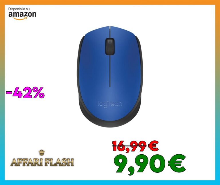 Logitech M171 Mouse Wireless per PC, Mac, Laptop, 2,4 GHz con Mini Ricevitore USB, Tracciamento Ottico, Durata della Batteria di 12 mesi, Ambidestro