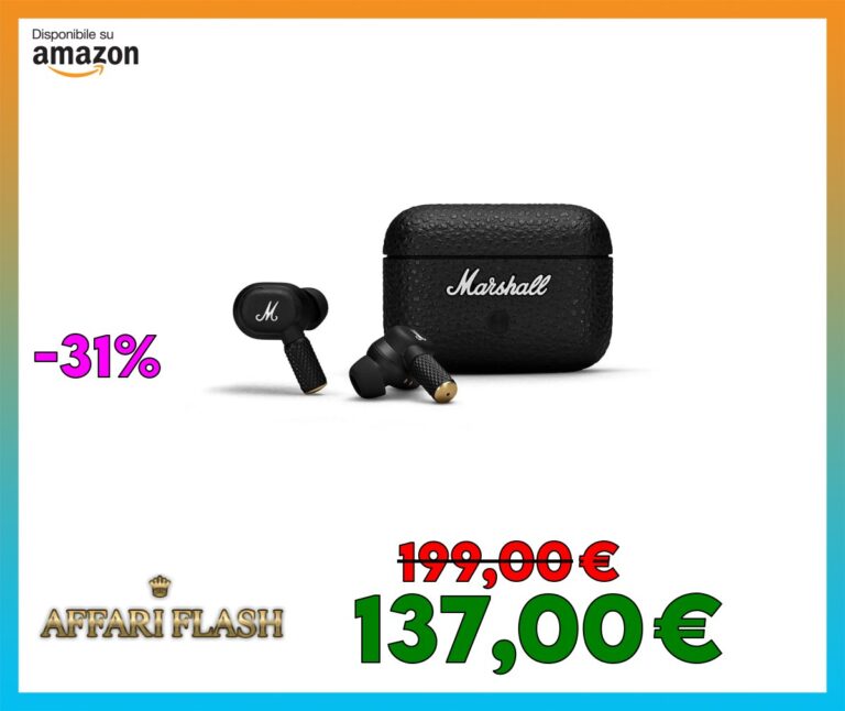 Marshall Motif II ANC, Cuffie Bluetooth con Cancellazione Attiva del Rumore, Auricolari Bluetooth, 30 Ore di Riproduzione, Nero