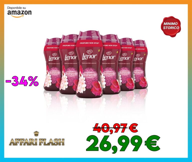 Lenor Profumatore Bucato Lavatrice Gelsomino Scarlatto, Maxi Formato 6 x 195g