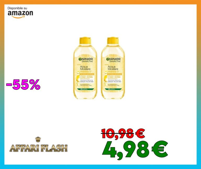 Garnier Acqua Micellare Tutto in 1 SkinActive, Con Vitamina C, Per Pelli Spente e Non Uniformi, Senza Risciacquo, 400 ml (Confezione da 2)