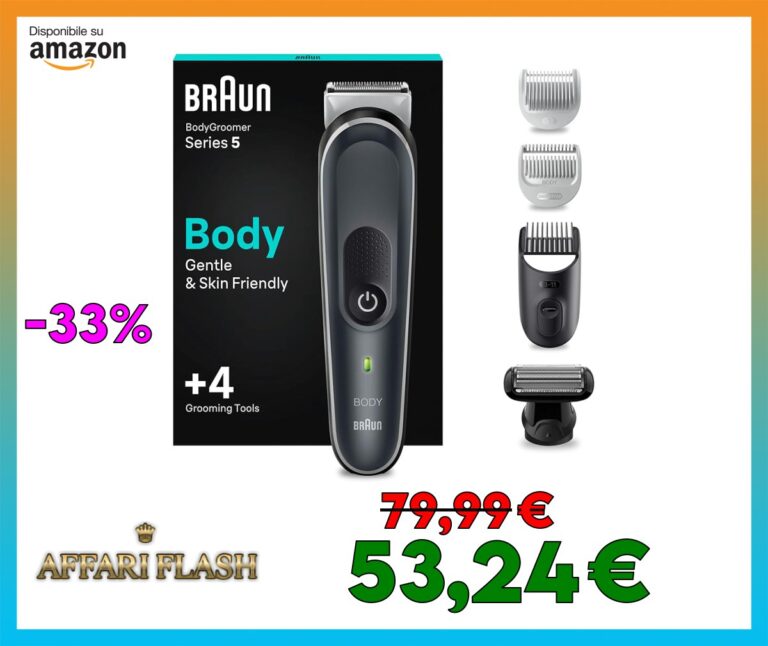 Braun Series 5 RASOIO ELETTRICO Corpo Uomo, per Petto, Ascelle, Inguine E Zone Sensibili, Con Pettini Da 1 mm A 11 mm, Tecnologia SkinShield, 100 Min Autonomia Senza Fili, BG5360