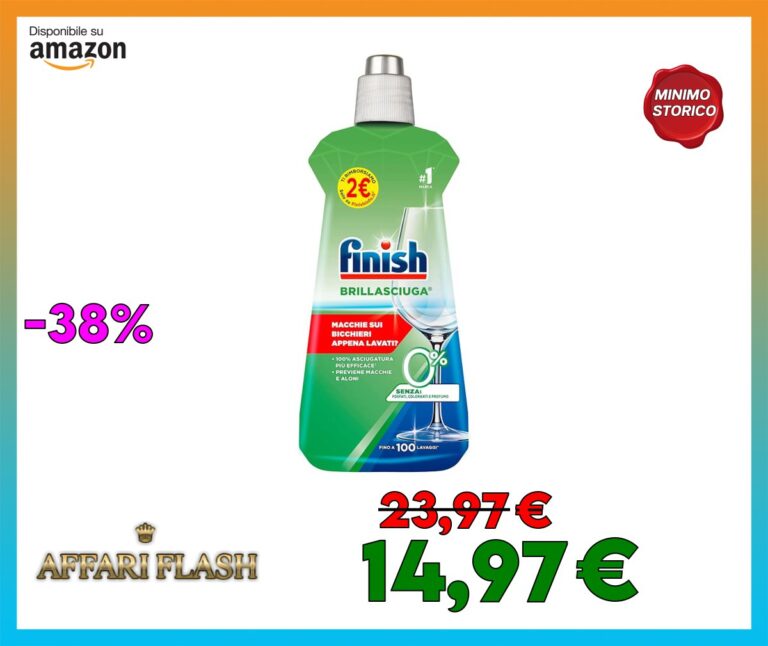 Finish Brillantante Lavastoviglie, 1 Brillantante 0% 500 ml, Additivo per lavastoviglie per stoviglie asciutte e brillanti (Confezione da 3)