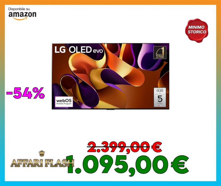 LG OLED evo 55”, Serie G4 2024, OLED55G45LW, Smart TV 4K, Staffa a muro inclusa, Processore α11, Brightness Booster Max, 60W, Dolby Vision, Wi