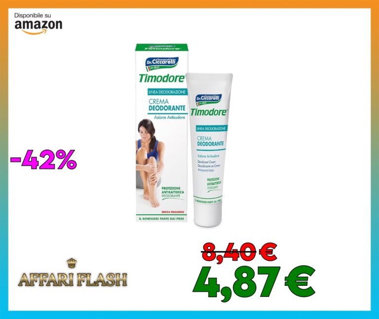 Timodore, Crema Deodorante, Contrasta l’Eccessiva Traspirazione e il Cattivo Odore del Piede, con Proprietà Antibatteriche, 100% Made in Italy, Dermatologicamente Testato, 50 ml
