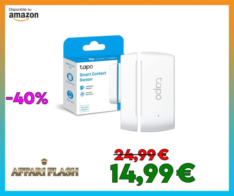 Tapo T110 Smart Contact Sensor, Sensore di Contatto Intelligente, Domotica, Risparmio Energetico, Batteria Caricata, Avvisi di Intrusi, Hub Obbligatorio