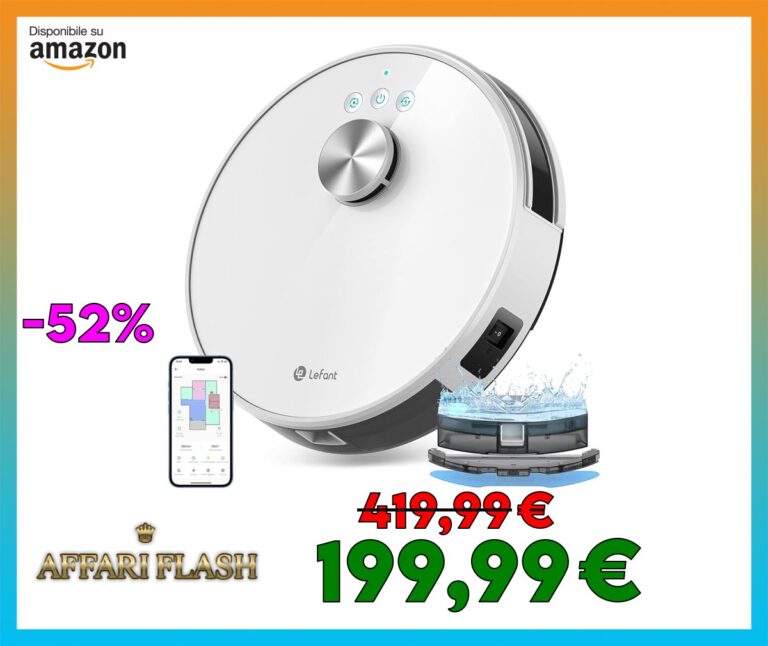 LEFANT Robot Aspirapolvere Lavapavimenti Con Mappatura 3 in 1,Multi Piano,Navigazione LiDAR,Zone Virtuali, 4000Pa Aspirapolvere Robot Collegato da Alexa/APP/WiFi, Ideale Per Peli di Animali,M1 Bianco