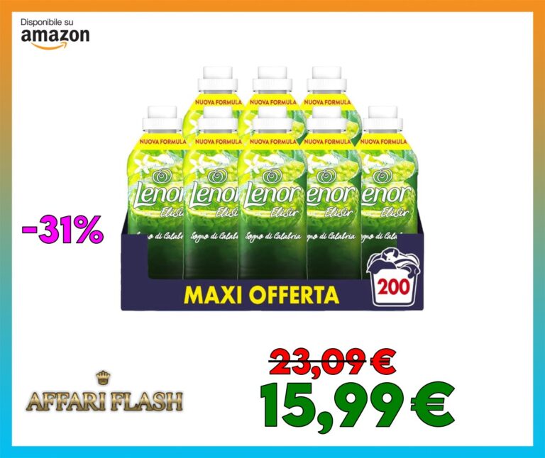 Lenor Elisir Ammorbidente Lavatrice Concentrato, 200 Lavaggi (8X25), Sogno Di Calabria, Freschezza Di Lunga Durata E Morbidezza Di Origine Vegetale, Lenzuola Profumate Fino A 1 Settimana