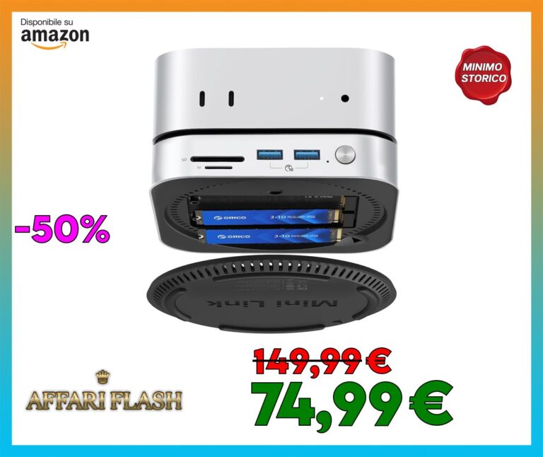 ORICO 40Gbps MiniLink M47P Hub Compatibile con Mac Mini M4, USB C Dock in Alluminio con Doppio Alloggiamento SSD per M.2 NVMe, fino a 3000MB/s, 3 USB 3.2, SD/TF 4.0