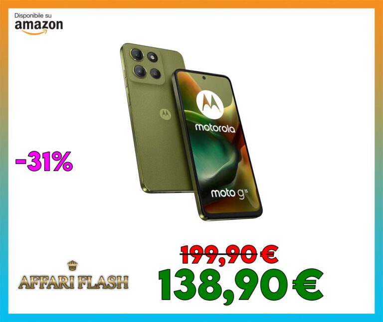 Motorola moto g15 (8/256GB, Doppia fotocamera 50+5MP + sensore antisfarfallio, Display 6.72″ FHD+ 60Hz, batteria 5200mAh, MediaTek Helio G81, Android 15), Iguana Green