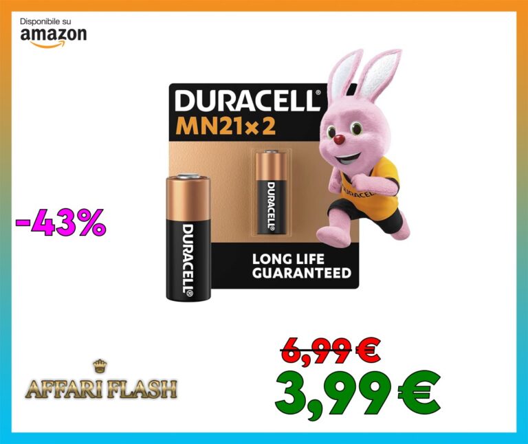 DURACELL MN21 (confezione da 2) Pile alcaline specialistiche da 12 V (A23/23A/V23GA/LRV08/8LR932) Lunga durata garantita