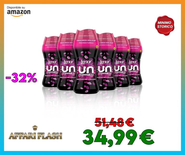 Lenor Profumatore Bucato Lavatrice Unstoppables Freschezza Floreale, Mega Pacco 6 x 270 g