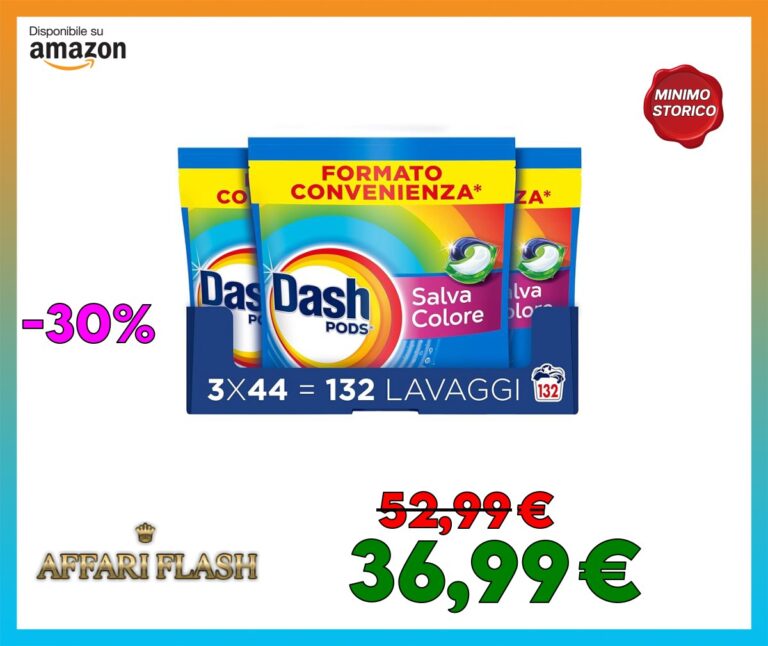 Dash Pods Detersivo In Capsule, 132 Lavaggi (3×44), Salva Colore, Rimuove Le Macchie, Igienizza, Brillantezza Per I Capi