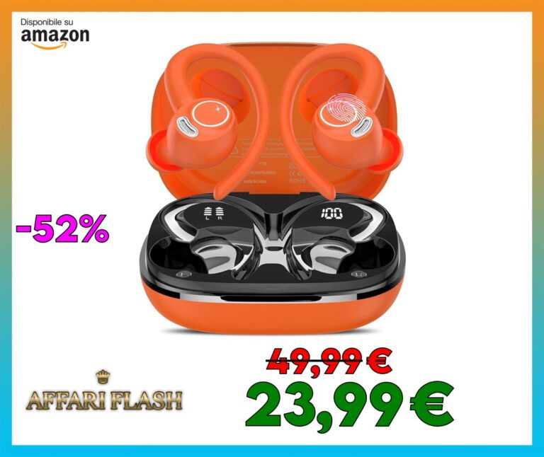 Cuffie Bluetooth Sport, Auricolari 5.4 con Mic Stereo, Cuffie Wireless con Ricarica Rapida USB