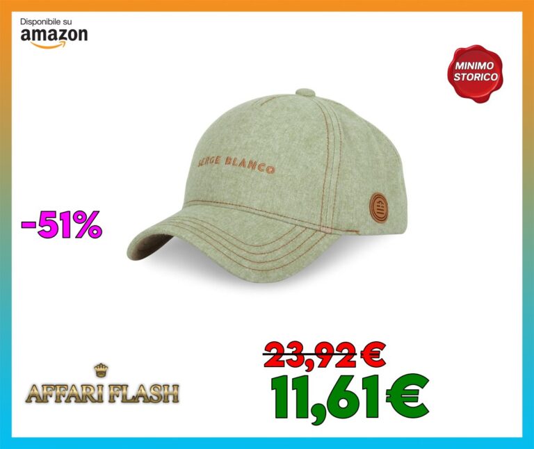️ Serge Blanco Cappellino Uomo Cotone, Berretto Baseball Denim, Originale e Autentico, Verde TU